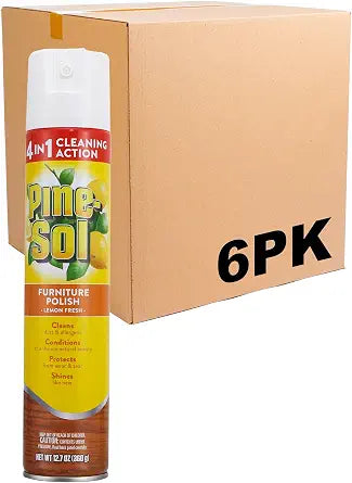 Pine-Sol 4-in-1 Furniture Polish Aerosol Spray, Lemon Scent, 12.7 Oz, 6-Pk