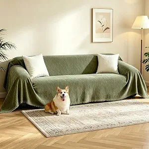 VISIONTEX Couch Cover,Chenille Sofa Slipcover for Pets 71"x102",Olive Green