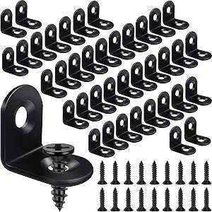 40PCS Black L Bracket Corner Brace, Stainless Steel Corner Bracket