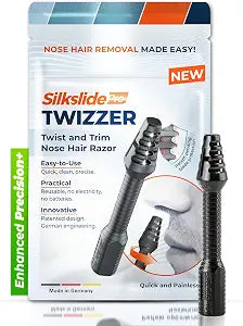 Silkslide TWIZZER, Nose Hair and Ear Hair Trimmer for Men and Women, Twist and Trim Nasal Hair Removal, German Blades, Patented Design, No Electricty or Batteries