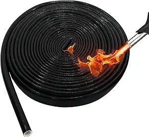 Silicone Wire Heat Shield Sleeve for Automotive, 1/2" I.D. x6.6FT, Black