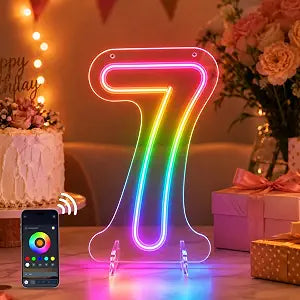 16.5Inch Number 7 LED neon sign, any colors, dimmable, USB, party decor