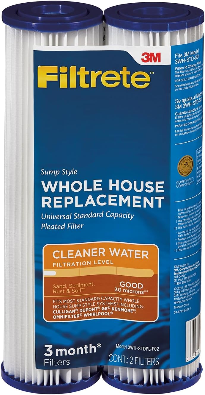 Filtrete Standard Pleated Whole House Water Filter 3WH-STDPL-F02, 2-Pack
