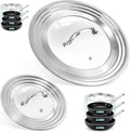 2 Pack Universal Lid for Pot & Pan, Glass Pan Lids Fits 6" -12.5" Cookware