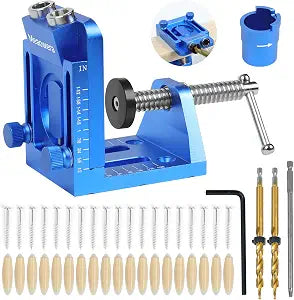 Pocket Hole Jig Kit, Adjustable Aluminum Drill Guide for Woodworking