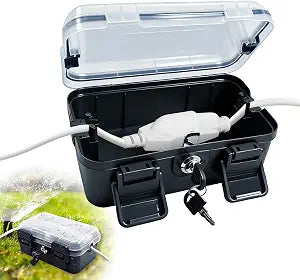 Outdoor Electrical Box with Lock (8.6x4 X2.6 in), Extension Wire Cover, Electrical Waterproof Box IP54,Weatherproof Junction Box for Power Outlets, Timers, Plugs, Holiday Lighting, Black