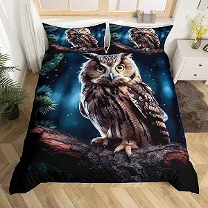 Feelyou Owl Comforter Cover King Size for Boys Girls