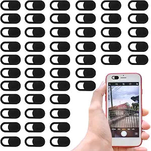 JJUNW 50 Pcs Webcam Cover Slide, 0.023 Inch Ultra-Thin Universal Laptop Camera Cover Slide Webcam Cover for Laptop, Computer(Black)