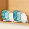 Plate Organizer for Cabinet -2Pack,Dish Rack Organizer for Cabinet Kitchen Countertop Drawer Space Saverï¼Œ8 Slots Vertical Dish Plate Holder Storage Rack, Kitchen Housewarming Gifts for Women (White)