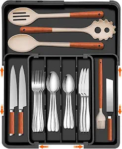 Spaclear Expandable Silverware Drawer Organizer, Utensil Tray for Kitchen