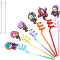 30pcs Demon movie Hunters Straws Hunters Party Supplies Favors With 2pcs Cleaning Brush Plastic Reusable Straws Birthday Party Supplies For Boys Girls