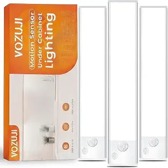 Under Cabinet Motion Sensor Lighting: 14 Inch Dimmable Rechargeable Lights Indoor - Battery Operated Lights - Undercabinet Closet Light Magnetic Led Light for Kitchen Home Bathroom Counter 3 Pack