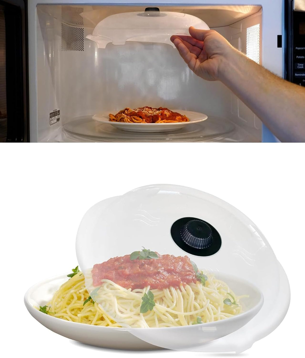 HOVER COVER Tall Magnetic Microwave Splatter Cover for Food, 12 Inch-Black