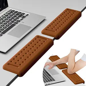 Leolee L-Shaped Desk Elbow Pads for Desk, Brown Arm Rest for Desk