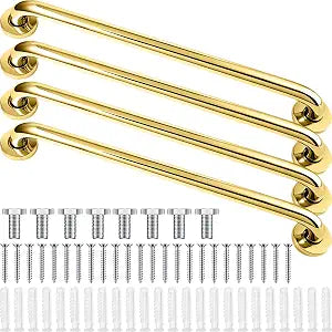 Tatuo 4 Pack Grab Bars Bathroom Safety Rail 304 Steel, 16 Inch, Gold