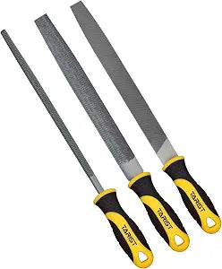 TARIST Metal File Set, 3-Piece, 8-inch,Professional Carbon Steel File, Includes Flat/Half-Round/Round,Work for Metal, Wood and More
