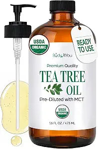 BodyJ4You Tea Tree Oil Skin Hair Scalp Feet - USDA Organic Pre-Diluted MCT