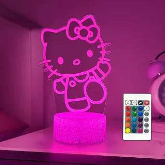 AIHYING Cat Night Light Cute Night Light - Anime Charater 16 Color Change Decor Kitty Lamp with Remote, Dim, Timer,Kids Gifts for Christmas Birthday,Nursery Baby