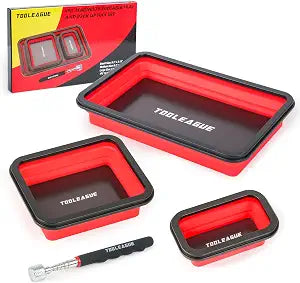 3Pcs Collapsible Magnetic Parts Tray Set with 15Lb Magnetic Pickup Pen