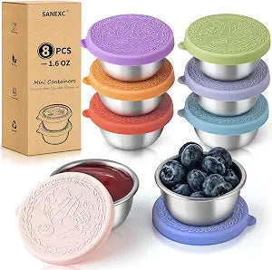 8 Pack - 1.6 Oz Small Salad Dressing Containers To Go, Sauce Cups with Lids