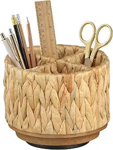 TV Remote Control Holder, Woven Water Hyacinth Desk Organizer Accessories