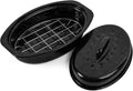 13 Inch Small Roasting Pan with Lid and Rack, Enamel Carbon Steel Roaster Pan, High Temperature Resistance and Dishwasher Safe, Cookware for Small Poultry & Vegetables