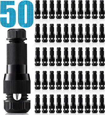 SUNVIE Low Voltage Landscape Lighting Cable Connectors 12-14 Gauge Wire Connectors for Landscape Lights Outdoor Spotlight Path Lights Work with Malibu Paradise and Other Low Voltage Lighting (50 Pack)