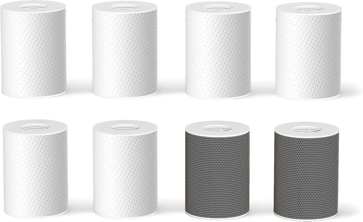 Frizzlife FF1080 Faucet Extender 8pcs Replacement Cartridge, 2pcs Carbon Fiber and 6pcs PP Cotton Filter for FF1080, FF1080-EX, FF1440 Sink Faucet Water Filter