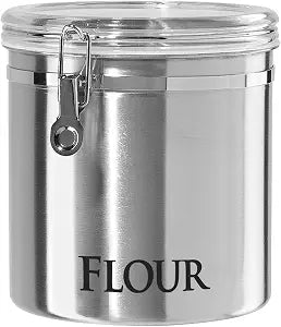 Oggi Jumbo 8" Stainless Steel Flour Clamp Canister - Flour & Food Storage