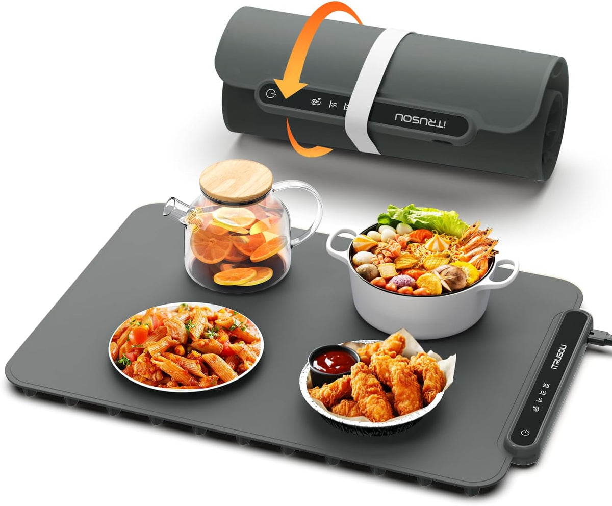 Food Warming Mat, iTRUSOU Electric Warming Tray Full Surface Heating to Keep Food Warm or Thawing, Versatile Food Warmer with 3 Temperature Setting for Parties Buffets Gatherings Holidays Daily Use