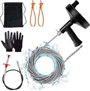 Drain Auger 33 ft, Plumbing Snake Hair Clog Remover