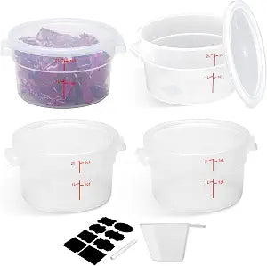 BIEAMA 4 Pack 2 Qt Round Food Storage Containers with Lids, Translucent PP