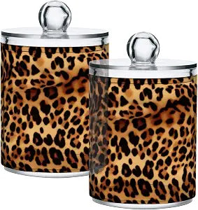 Kigai Qtip Holder 2 Pack, Plastic Apothecary Jars with Clear Lid