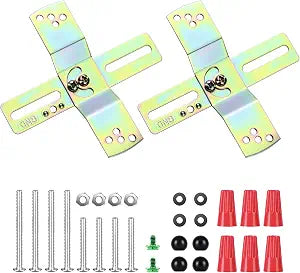 Light Fixture Mounting Brackets, Adjustable Mounting Plates for 4" J-Box, Light Crossbar Set with Screw and Nuts for Wall Light, Close to Ceiling Light, Chandelier, Pendant, 2 Pack (Black)