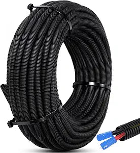 Sasylvia 1 Inch x 20 ft Split Wire Loom Tubing Protector Plastic Electric Wire Covers Flexible Conduit Hose Protector Automotive Cable Insulation Sleeves