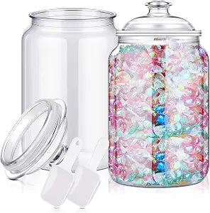mwellewm 2Pc Candy Jars with Lids&Spoons Plastic Cookie Dispenser Container
