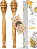 Olive Wood Honey Dipper/Stick Durable & Warp-Resistant, Preserves Honey Purity, 2pcs, 6.3 Inch