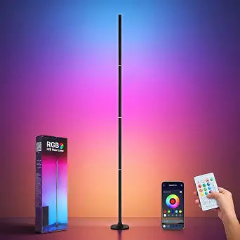 63" Smart Corner Floor Lamp, 1300LM Bright LED Corner Lamp with App & Remote Control, 16 Million Colors & Music Sync, Color Changing Standing Lamps for Living Room, Bedroom, Gaming