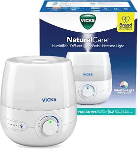 Vicks NaturalCare Cool Mist Ultrasonic Humidifier with Color-Changing Light