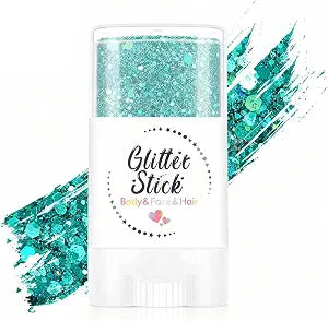 Green Body and Face Glitter Stick, St Patricks Day Women Sparkling Neon Outfit Rave Festival Party Accessories Hair Glitte Gel Makeup.(Green)