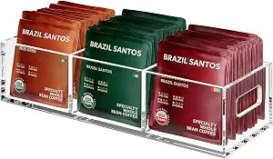 FUCDTEFC Tea Bag Organizer, Small Clear Tea Bag Holder for Drawer Kitchen Cabinets Pantry Countertops Organizers Storage, BPA-Free Acrylic Coffee Pods, Sugar Packets,Plastic Teabag Bins Home Organizer