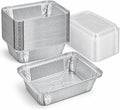 50 Pack 2.25 lb Aluminum Foil Pans with Lids - 8x6 Disposable Foil Containers with Clear Covers, Heavy Duty Tin Pans for Meal Prep, Baking, Takeout & Leftovers (8" x 6" x 2")