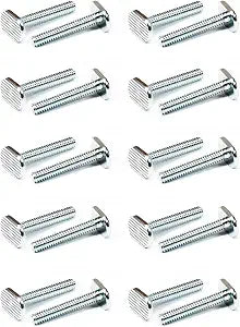POWERTEC 1/4"-20 T Track Bolts 20 Pack for T Track, 1-1/2 Inch Long T Slot Bolts for Universal T Track, T Track Accessories for Woodworking Jigs and Fixtures (QTB1008)