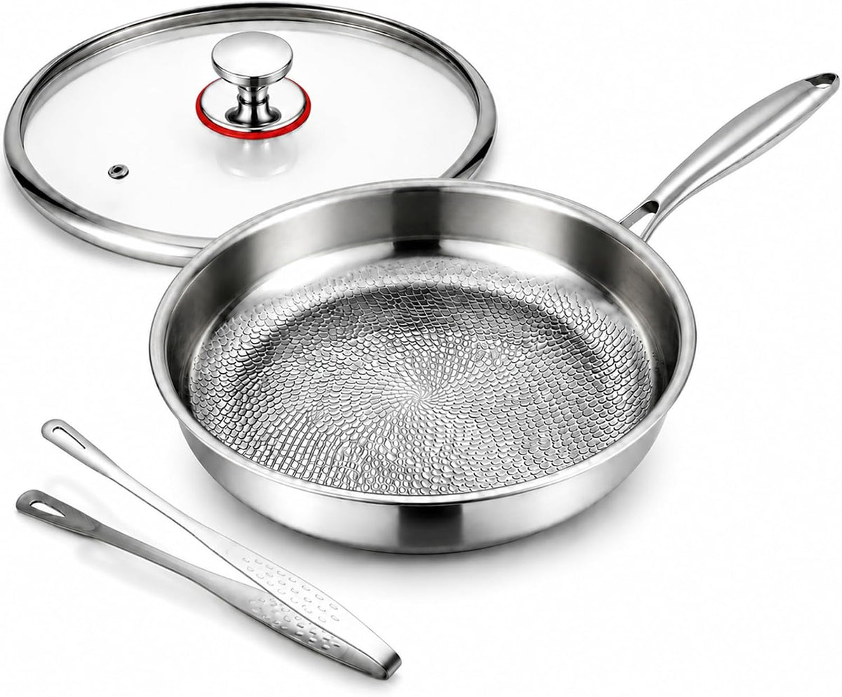 8â€³ Titanium Pans for Cooking, Titanium Frying Pan with Lid