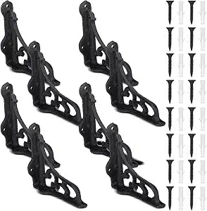 8 Pack 4-1/8 x 3-5/8 Shelf Bracket Decorative L Cast Iron Shelf