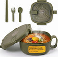 Microwave Ramen Bowl with Lid, Noodle Soup & Pasta Cooker, Leakproof,Green.