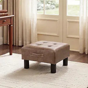 Joveco Small Ottoman Foot Stool,15" Square Upholstered Foot Rest with Legs