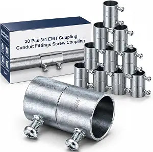 Gisafai 20 Pcs 3/4 Emt Coupling Conduit Fittings Screw Coupling