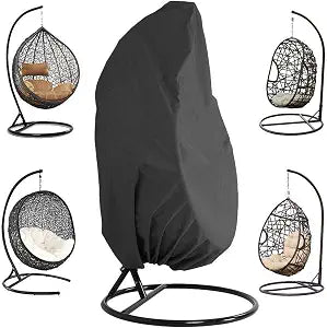 Patio Hanging Chair - Waterproof Outdoor Egg Chair with Durable Hem Cord, 210D Oxford Wicker, 115cm D x 190cm H