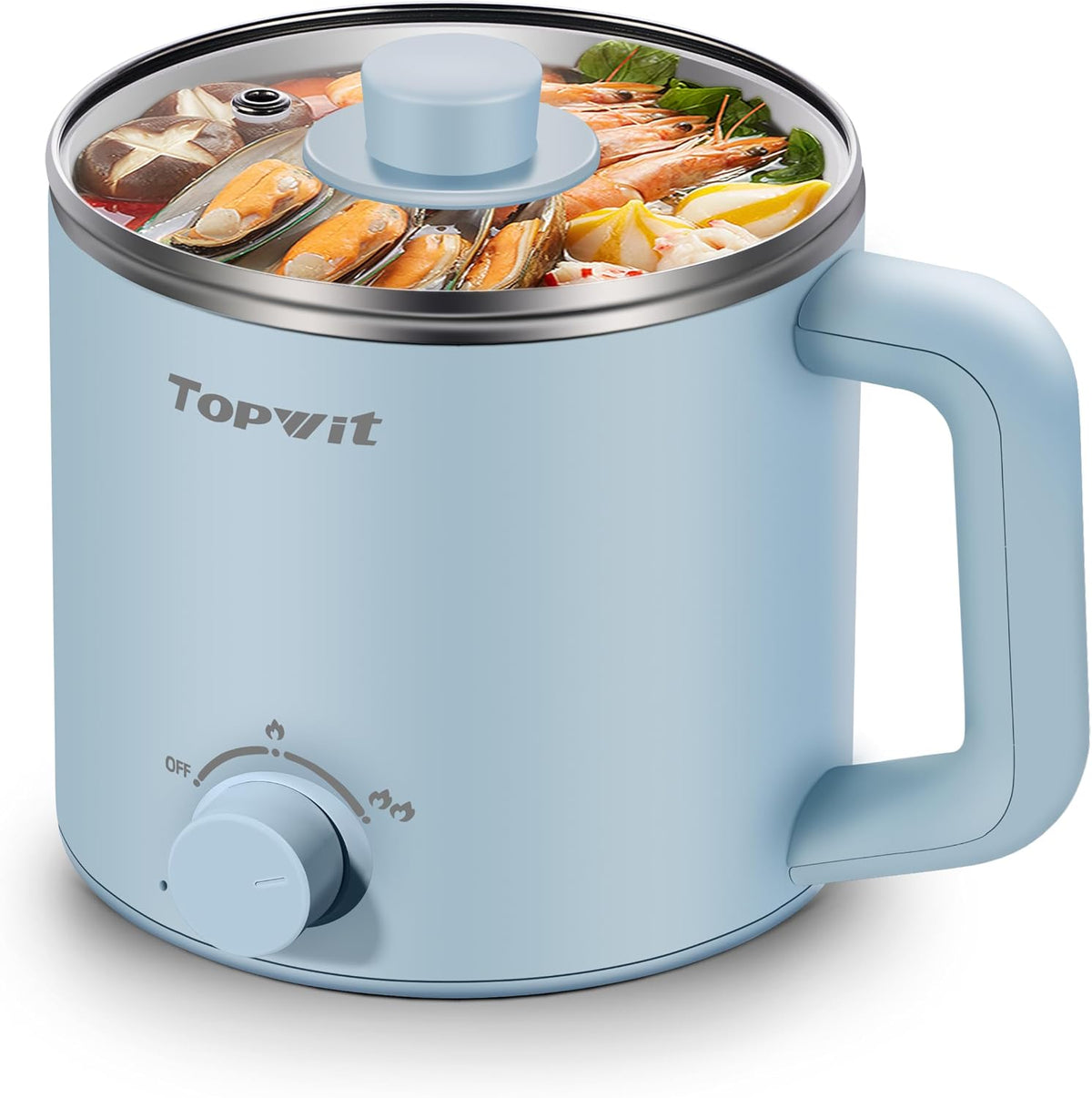 Topwit 1.6L Electric Pot, Ramen Cooker with 304 Stainless Steel Material
